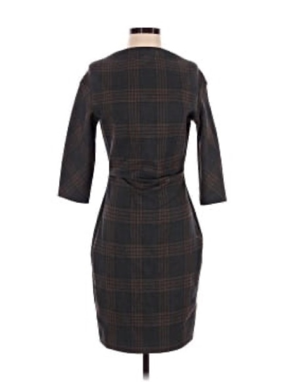 Zara Plaid Wrapped Waist Midi Sheath Dress